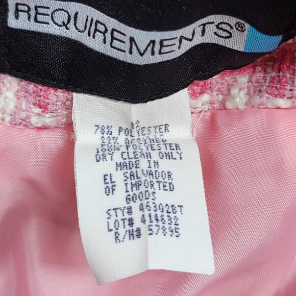 Vintage Requirements Tweed Skirt Suit Womens 12 Pink Check Office Career - Picture 16 of 16